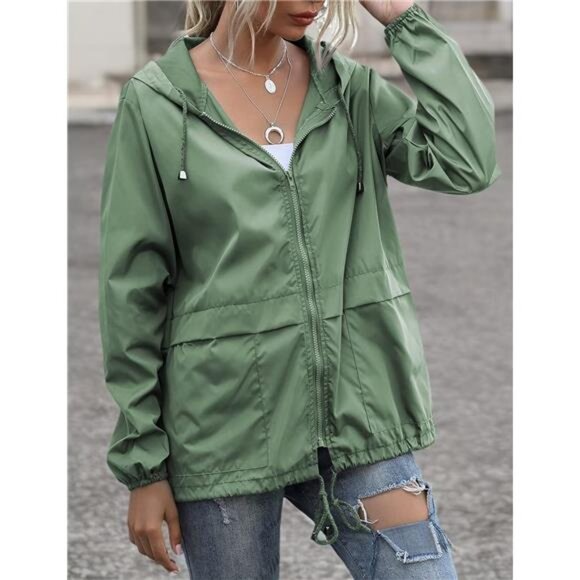 Women's Raincoats Lightweight Waterproof Windproof Adjustable Windbreaker Rain - Picture 5 of 6